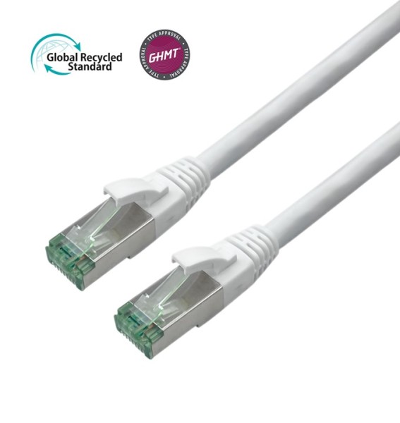 Bayko Patchkabel S/FTP Cat 7 GHMT, GRS-zertifiziert, weiss 0,5m