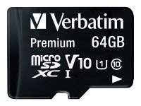 Verbatim Premium - Flash-Speicherkarte (SD-Adapter inbegriffen) - 64 GB - Class 10 - microSDXC UHS-I
