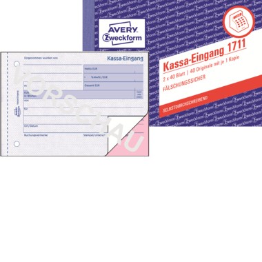 Avery Zweckform Kassa-Eingangsbuch 1711 DIN A6 quer 2fach