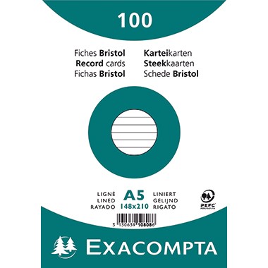 Exacompta Karteikarte 10808SE DIN A5 liniert weiß 100 St./Pack.