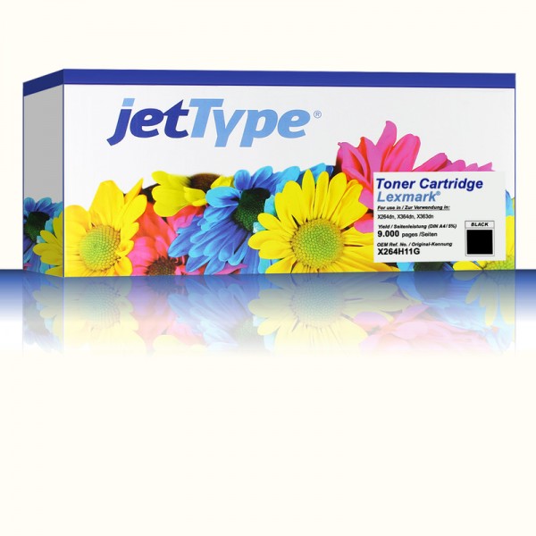 jetType Toner kompatibel zu Lexmark X264H11G schwarz 9.000 Seiten 1 Stück