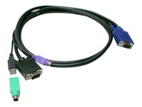 LevelOne ACC-3202 - Tastatur- / Video- / Maus- (KVM-) Kabelkit - HD-15 (VGA) (M) zu USB, PS/2, HD-15 (VGA) (M) - 3 m - Daumenschrauben - Schwarz