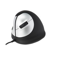 R-Go HE Mouse Ergonomische Maus, Mittel (165-195mm), linkshändig, drahtgebundenen - Maus - ergonomisch - Für Linkshänder - 5 Tasten - kabelgebunden - USB