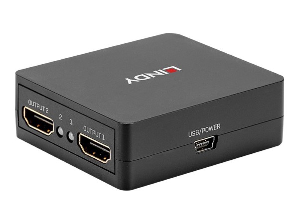 Lindy Compact 2 port HDMI 18G splitter - Video-/Audio-Splitter - 2 x HDMI - 38358