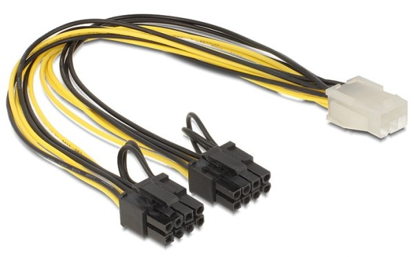 DeLOCK - Stromkabel - 8-poliger PCIe Power (6+2) (M) bis 6-poliges PCIe Power (W) - 30 cm