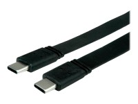 VALUE - USB-Kabel - USB-C (M) zu USB-C (M) - USB4 Gen 3 - 20 V - 5 A - 50 cm - flach, USB-Stromversorgung (100 W) - Schwarz