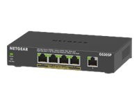 NETGEAR GS305Pv2 - Switch - unmanaged - 5 x 10/100/1000 (4 PoE) - Desktop, wandmontierbar - PoE+ (63 W) - Gleichstrom