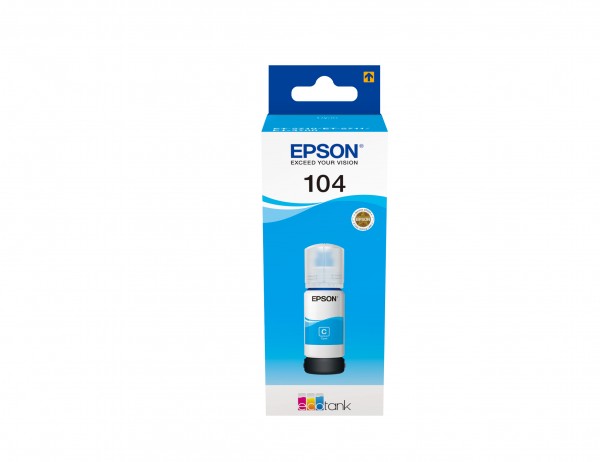 Epson EcoTank 104 - 65 ml - Cyan - original - Tintenbehälter - für EcoTank ET-1810, 2715, 2721, 2810, 2811, 2812, 2814, 2815, 2820, 2821, 2825, 2826, 4800