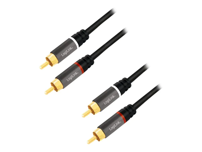 LogiLink - Audiokabel - RCA x 2 männlich zu RCA x 2 männlich - 1 m - abgeschirmt - Schwarz