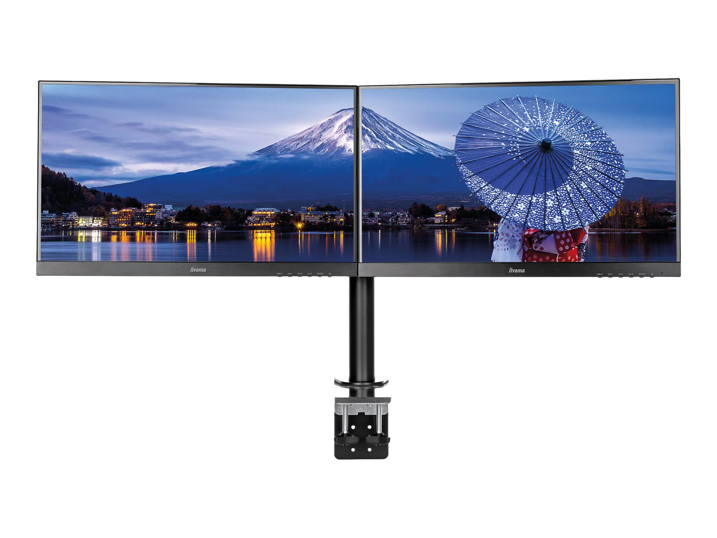 Iiyama DS1002C-B1 - Befestigungskit - für 2 Monitore (einstellbarer Arm) - Schwarz - Bildschirmgröße: 25.4-76.2 cm (10"-30") - Tischmontage - für ProLite E2783QSU-B1, XU2495WSU-B1, XUB2495WSU-B1
