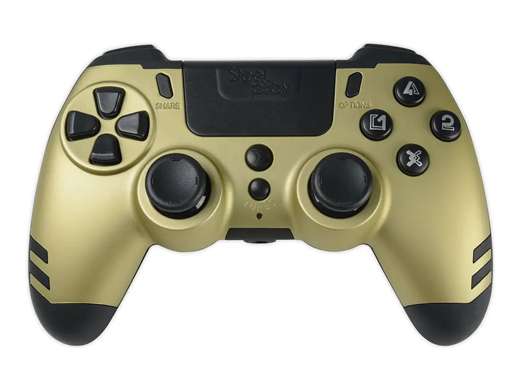 Steelplay Slim Pack - Game Pad - kabellos - 2.4 GHz - Gold - für Sony PlayStation 4, PC, Sony PlayStation 3 Steelplay Slim Pack - Game Pad - kabellos - 2.4 GHz - Gold - für Sony PlayStation 4, PC, Sony PlayStation 3