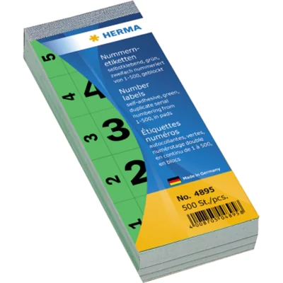 HERMA Nummernblock 4895 1-500 sk 28x56mm grün 500 St./Pack. HERMA Nummernblock 4895 1-500 sk 28x56mm grün 500 St./Pack.