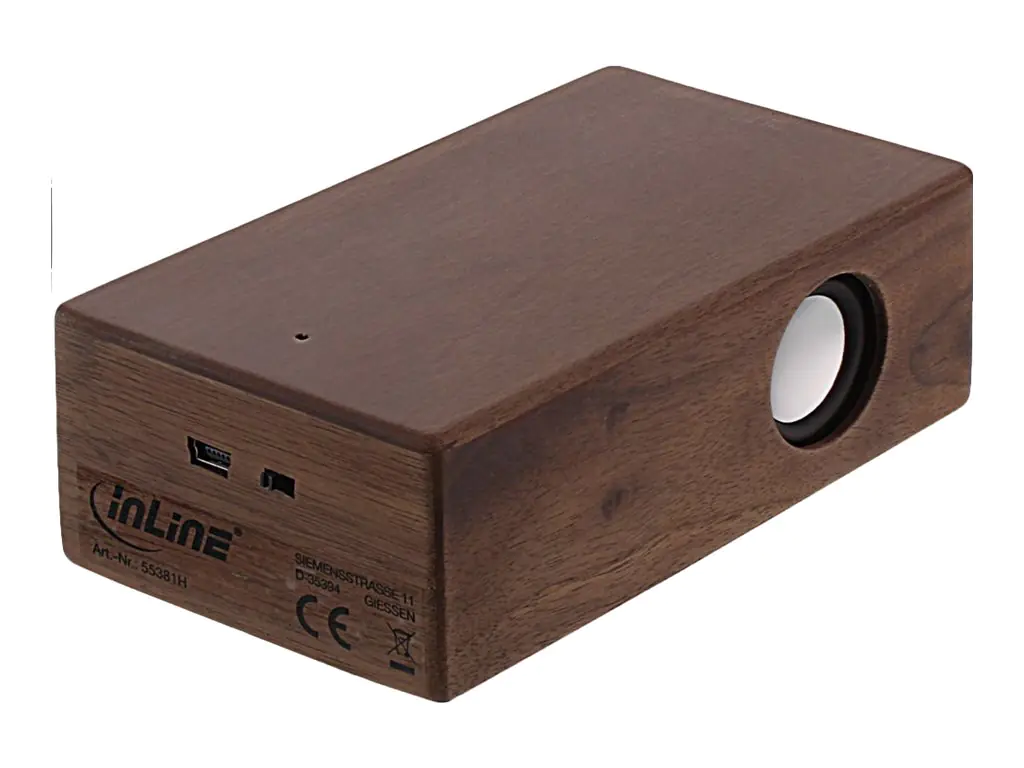 InLine woodbrick - Lautsprecher - tragbar - kabellos - Bluetooth - 3 Watt - Nußbaum