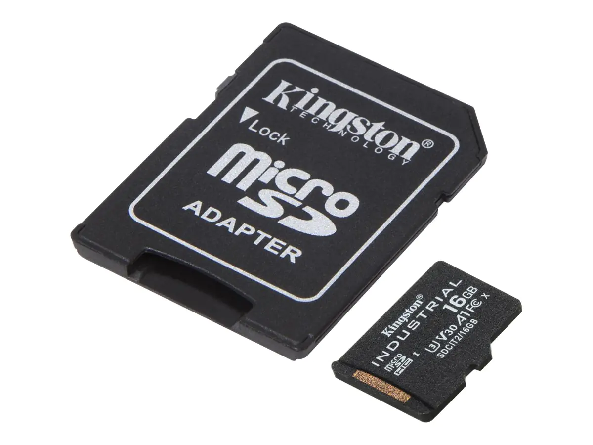Kingston Industrial - Flash-Speicherkarte (microSDHC/SD-Adapter inbegriffen) - 16 GB - A1 / Video Class V30 / UHS-I U3 / Class10 - microSDHC UHS-I