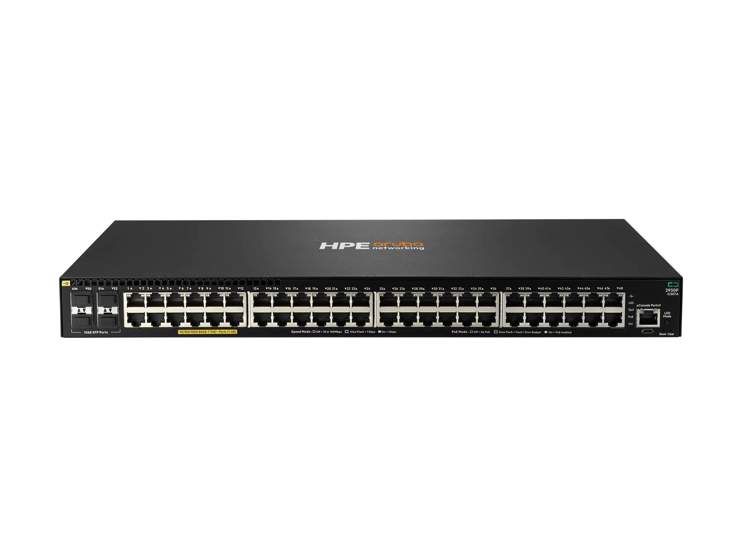 HPE Aruba 2930F 48G PoE+ 4SFP - Switch - L3 - managed - 48 x 10/100/1000 (PoE+) + 4 x Gigabit SFP (Uplink) - an Rack montierbar - PoE+ (740 W)