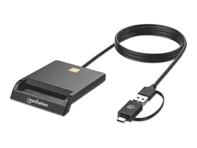 Manhattan SmartCard-Leser - USB-C, USB-A - Schwarz -Stecker