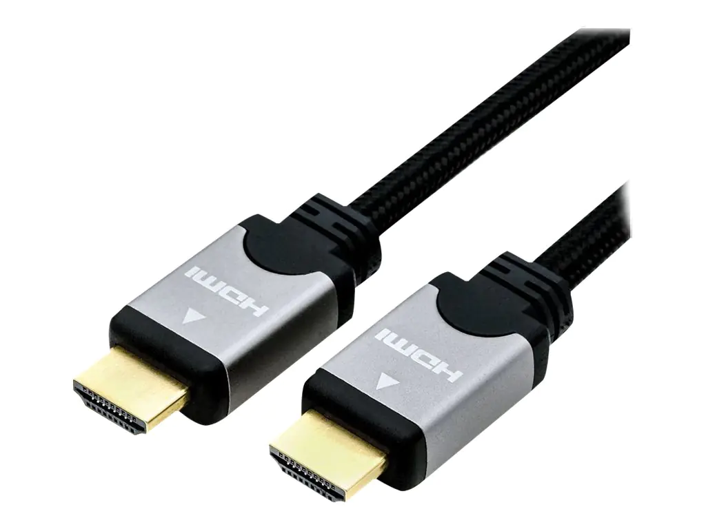 Roline High Speed - HDMI mit Ethernetkabel - HDMI (M) bis HDMI (M) - 10 m - Doppelisolierung - Schwarz/Silber Roline High Speed - HDMI mit Ethernetkabel - HDMI (M) bis HDMI (M) - 10 m - Doppelisolierung - Schwarz/Silber