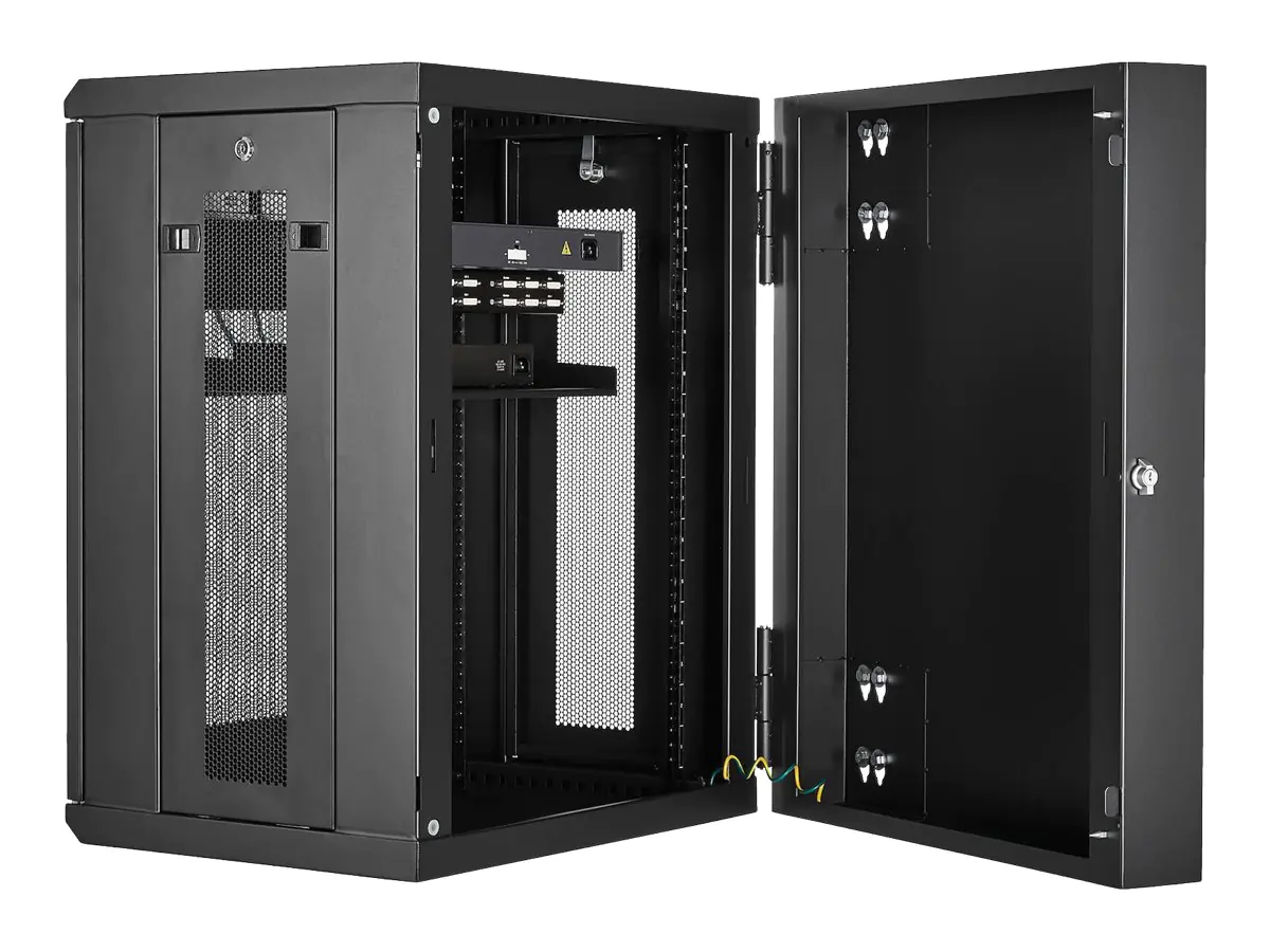 StarTech.com Startech 15HE 19 Zoll Wand Netzwerkschrank - 40,5cm tiefes, mit Scharnieren versehenes, abschließbares IT/Netzwerk rack - inkl. Fachboden und perforierten Seitenwänden - vormontiert (RK1520WALHM)