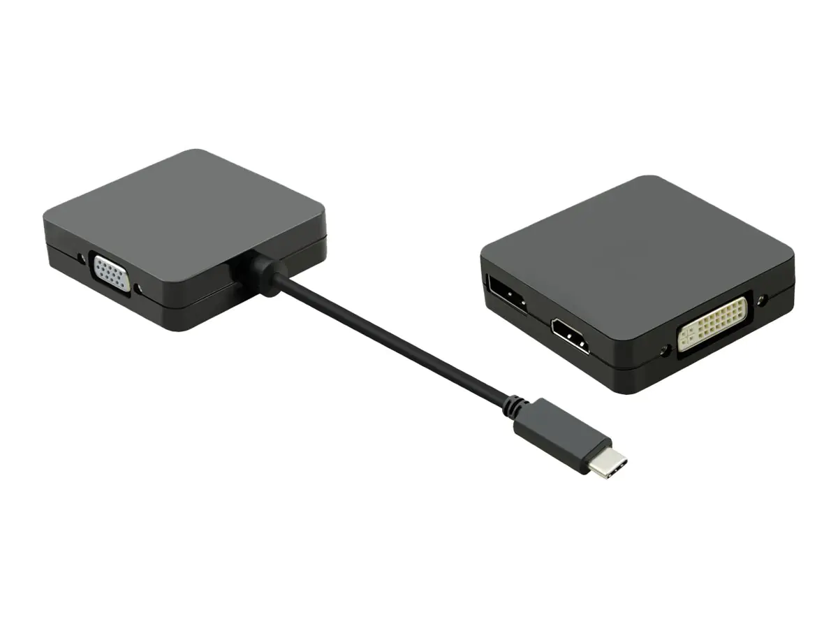 VALUE - Videoadapter - 24 pin USB-C männlich zu HD-15 (VGA), HDMI, DVI, DisplayPort weiblich - 10 cm - Schwarz - 4K Unterstützung