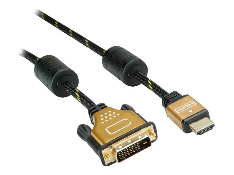 Roline Gold - Videokabel - Dual Link - DVI-D (M) bis HDMI (M) - 7.5 m - abgeschirmt - Schwarz, Gold - 4K Unterstützung