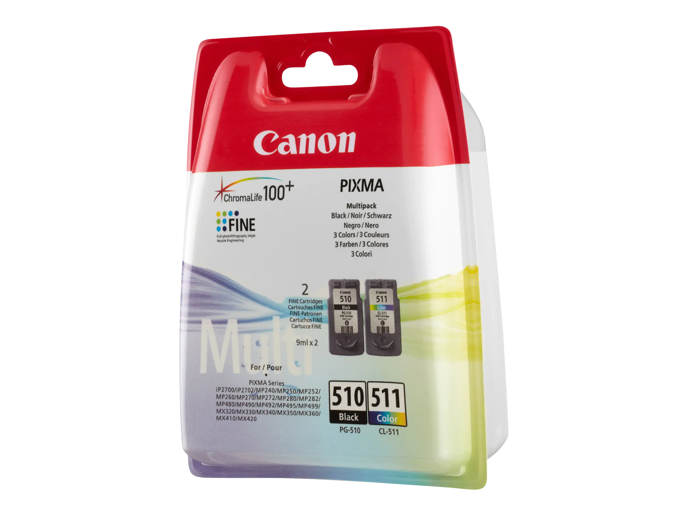 Canon PG-510 / CL-511 Multi pack - 2er-Pack - 9 ml - Schwarz, Farbe (Cyan, Magenta, Gelb) 2970B010