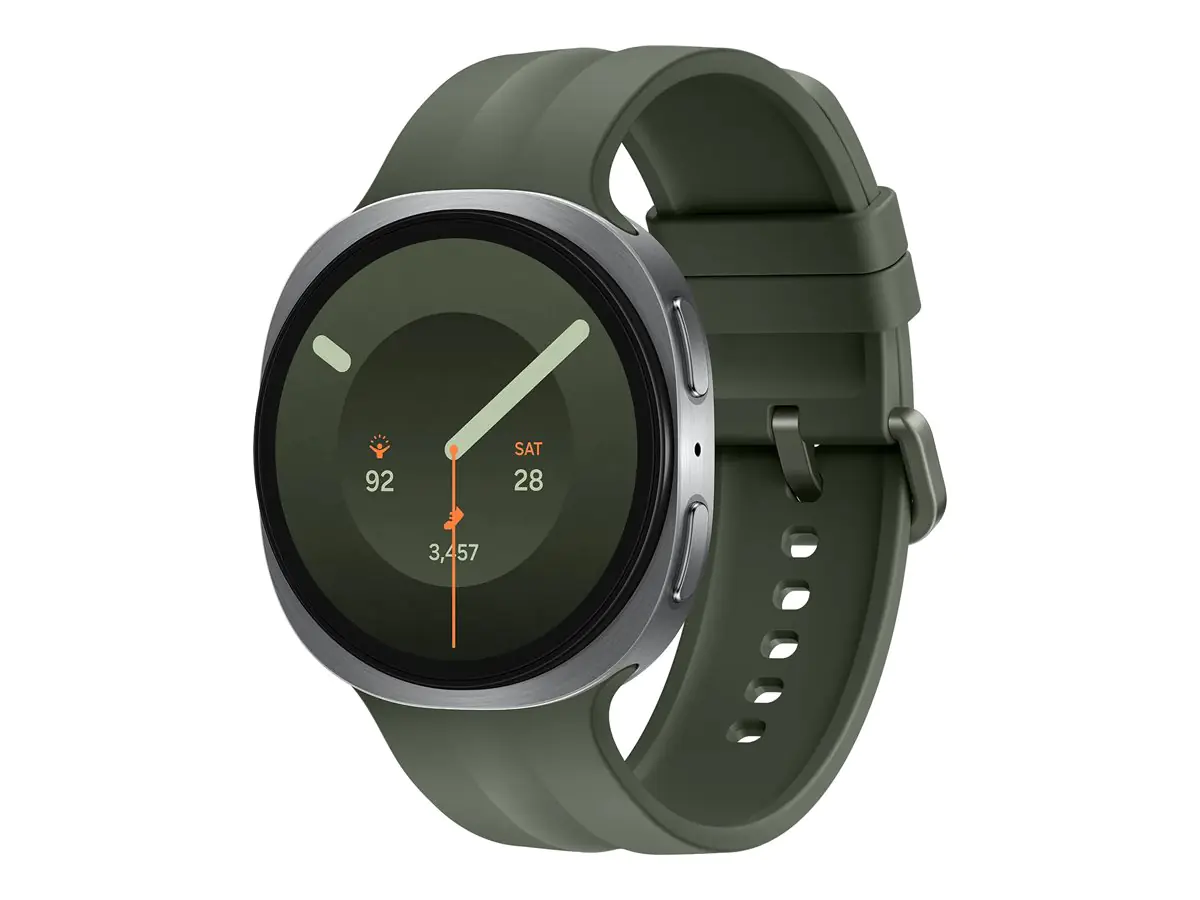 Samsung Galaxy Watch9 - 44 mm - silber - intelligente Uhr mit Sportband - Olive - Bandgröße: M/L - Anzeige 3.73 cm (1.47") SM-L350NZSAEUB