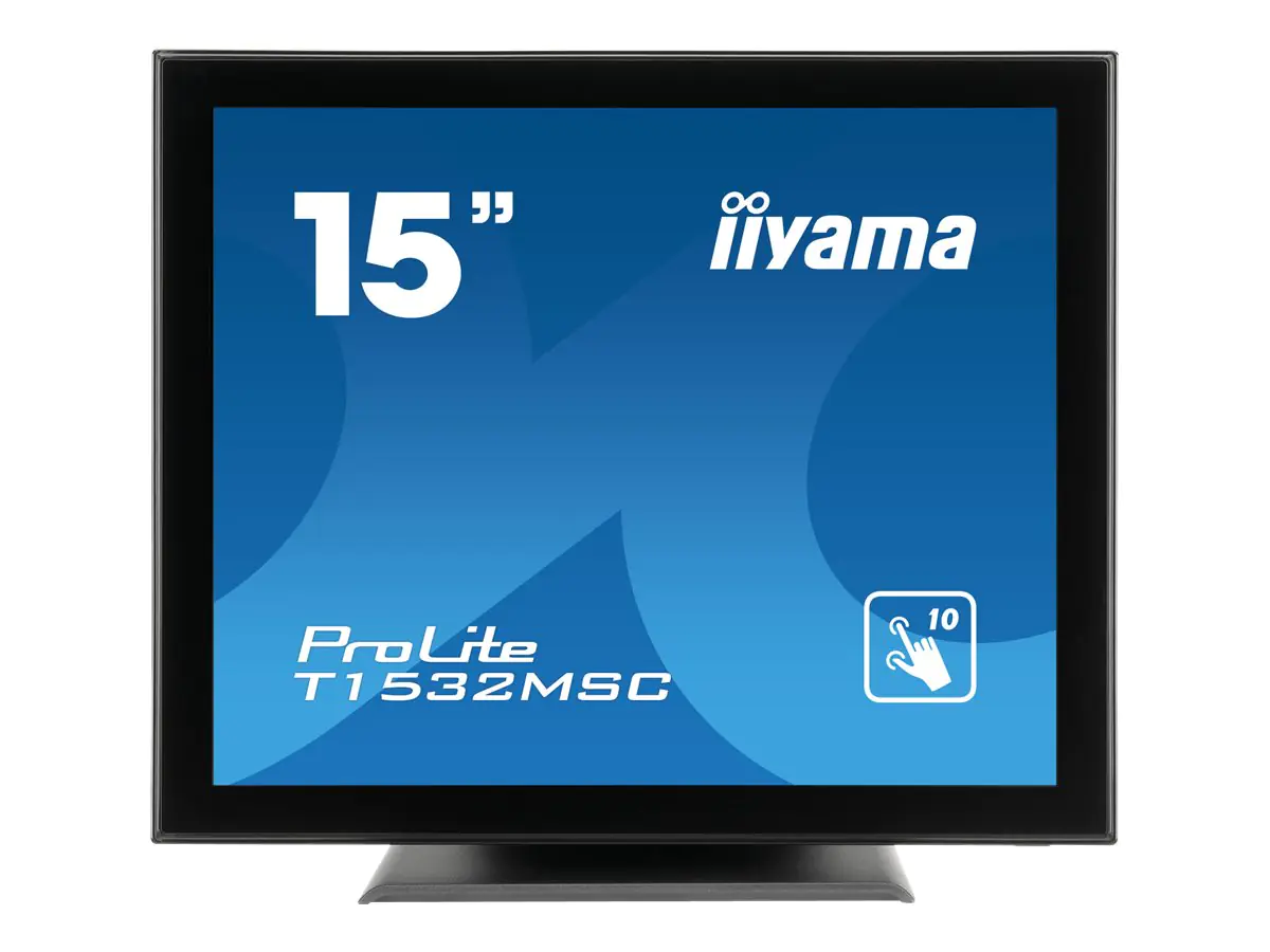 Iiyama ProLite T1532MSC-B5X - LED-Monitor - 38 cm (15") - Touchscreen - 1024 x 768 XGA @ 75 Hz - TN - 370 cd/m² - 700:1 - 8 ms - HDMI, VGA, DisplayPort - Lautsprecher - Schwarz
