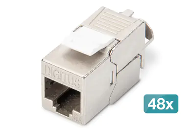DIGITUS CAT 6A Keystone Modul, geschirmt, werkzeugfreier Montageanschluss - 48 Stk.