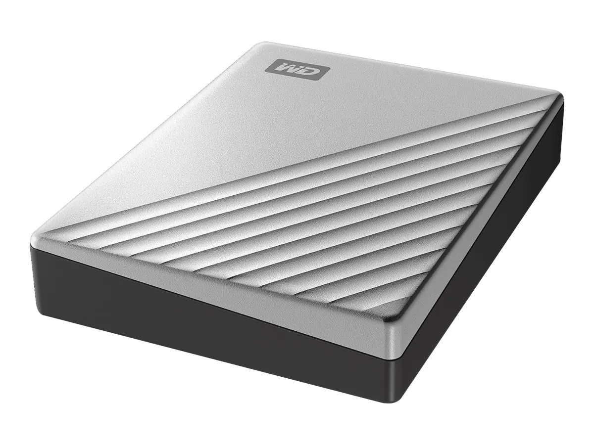 WD My Passport Ultra WDBFTM0040BSL - Festplatte - verschlüsselt - 4 TB - extern (tragbar) - USB 3.0 (USB-C Steckverbinder) - 256-Bit-AES - Silber