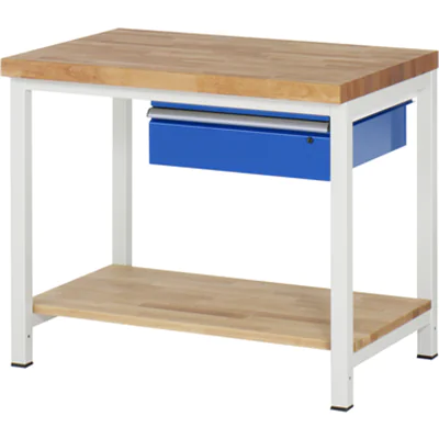 RAU Werkbank 8000 1.000 x 840-1.040 x 700 mm (B x H x T) enzianblau lichtgrau