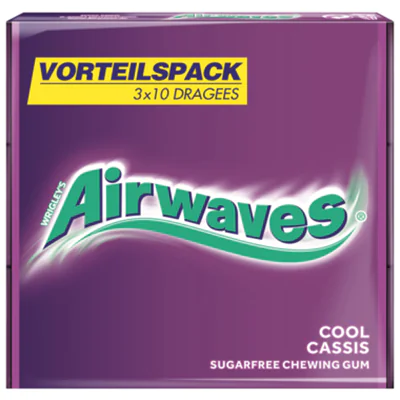AIRWAVES® Kaugummi Cool Cassis 3 x 10 St./Pack. AIRWAVES® Kaugummi Cool Cassis 3 x 10 St./Pack.