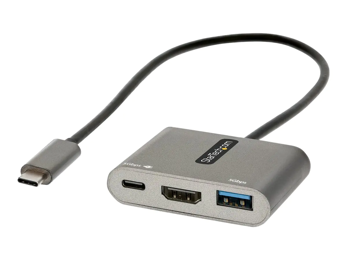 StarTech USB-C Multiport Adapter, USB-C auf HDMI 4K Anschluss, 100W PD, USB 3.0 Hub 5Gbit/s (1xTyp-C/ 1xA), USB-C zu HDMI Dock/Reiseadapter mit Stromversorgung, Laptop Dockingstation (CDP2HDUACP2) - Dockingstation - USB-C / Thunderbolt 3 / Thunderbolt 4 -