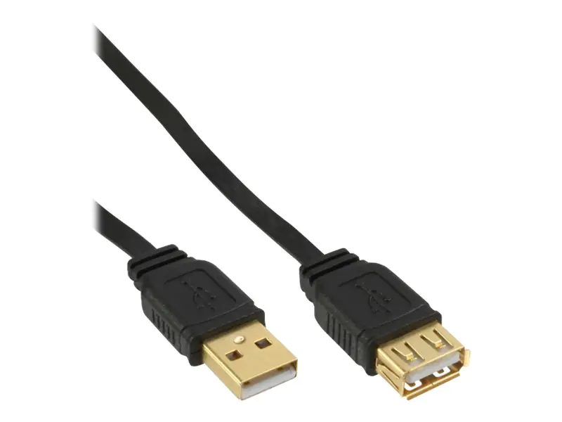 InLine - USB-Verlängerungskabel - USB (W) zu USB (M) - USB 2.0 - 50 cm - flach - Schwarz