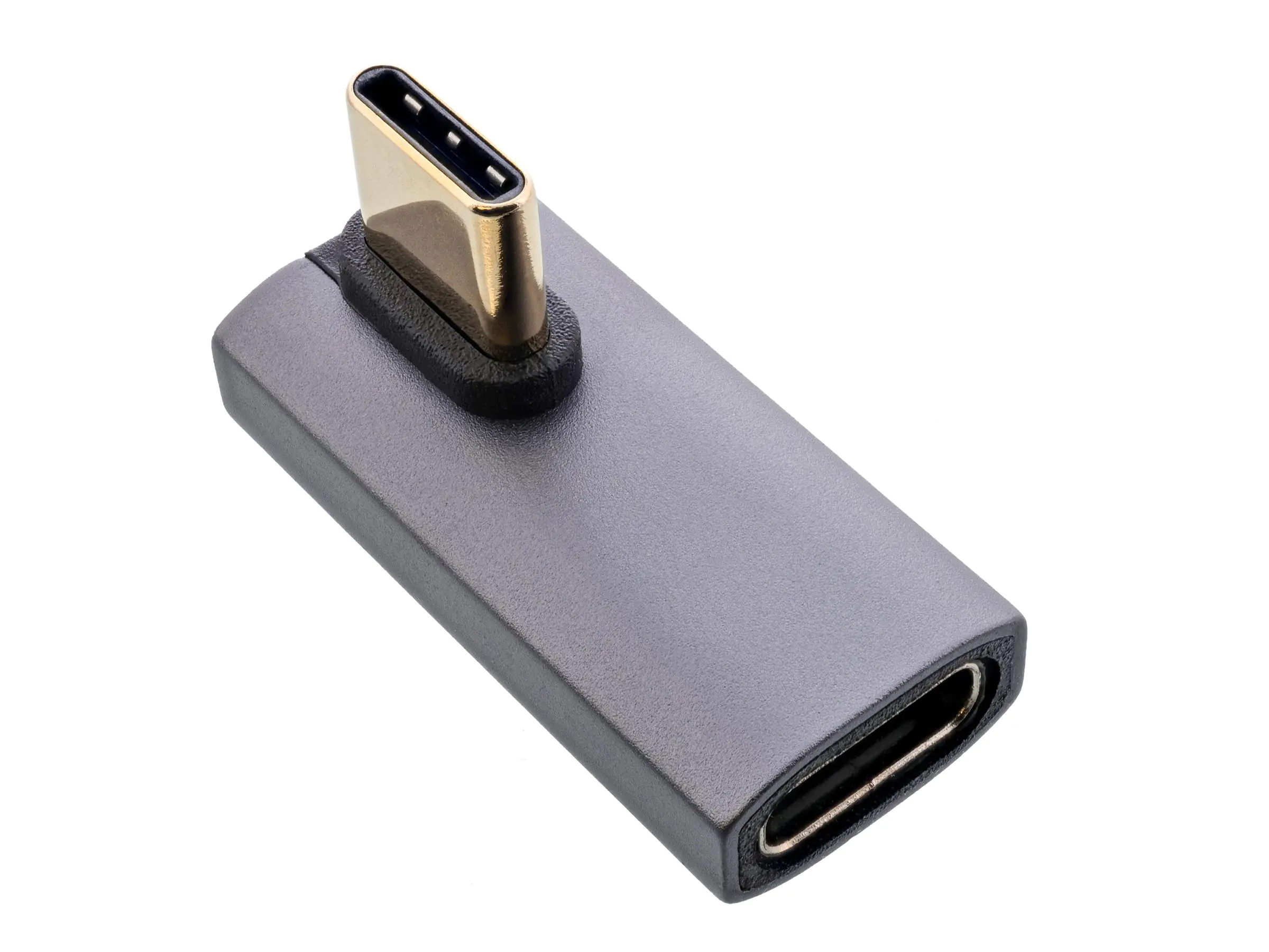 InLine USB4 Adapter - USB-C Stecker/Buchse vertikal rechts/links gewinkelt - grau
