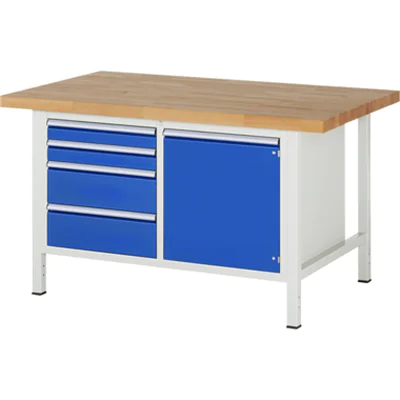 RAU Werkbank 8000 1.500 x 840-1.040 x 900 mm (B x H x T) enzianblau lichtgrau