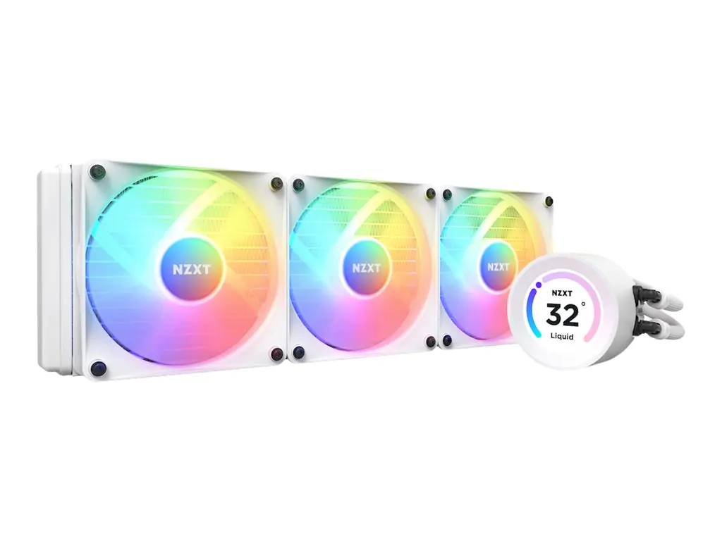 NZXT Kraken Elite 360 RGB - Prozessor-Flüssigkeitskühlsystem - mit LCD-Display - (für: LGA115x Socket, LGA1200, LGA1700, AM4, AM5) - Kupfer - 120 mm - Mattes Weiß