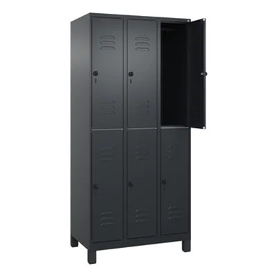 C+P Kleiderspind Classic PLUS 900 x 1.950 x 500 mm (B x H x T) 3 Abteile Stahl schwarzgrau