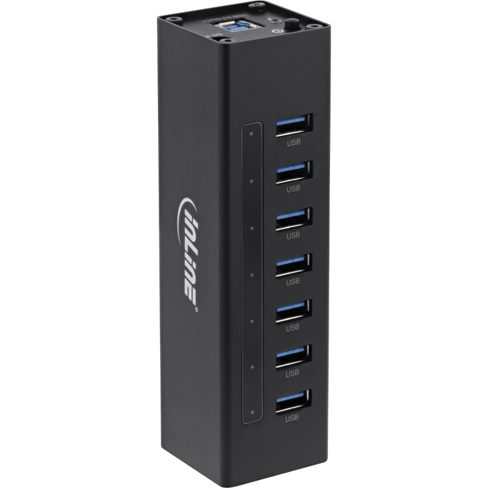 InLine USB 3.2 Hub - 7 Port - Aluminiumgehäuse - schwarz - mit 2,5 A Netzteil 35395B