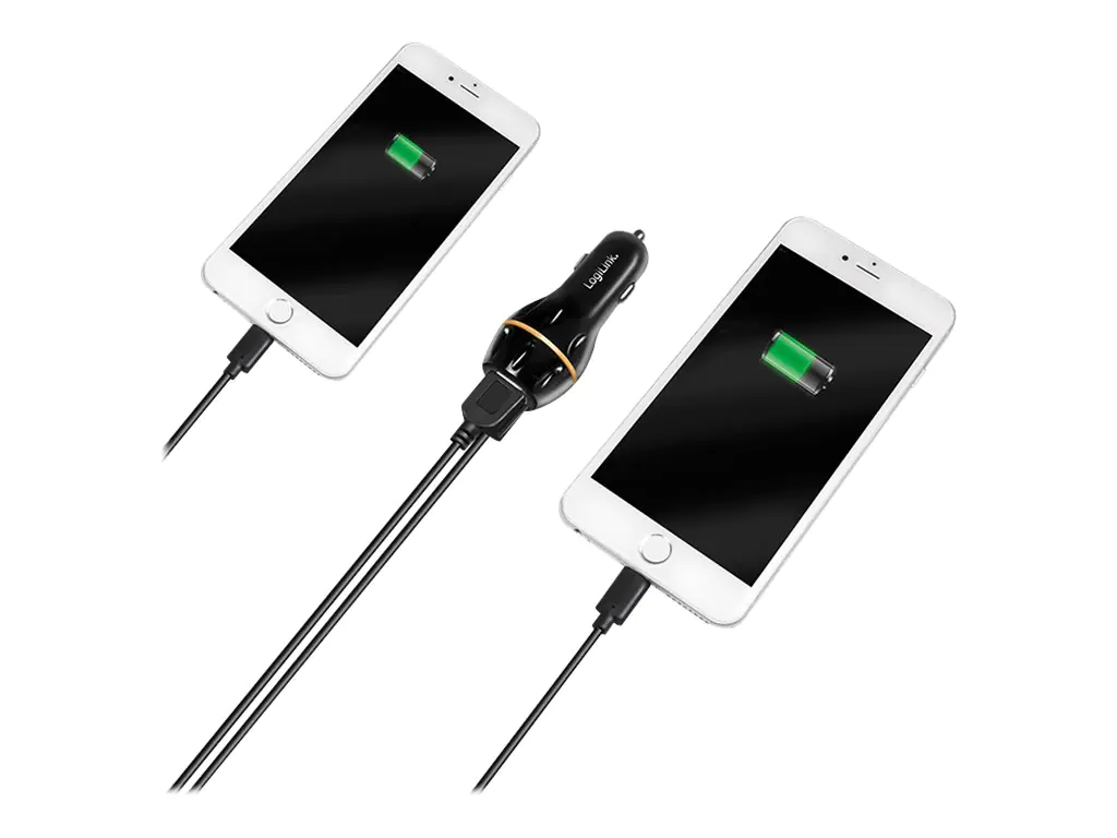LogiLink - Auto-Netzteil - 19.5 Watt - QC 2.0, QC 3.0 - 2 Ausgabeanschlussstellen (2 x USB) - auf Kabel: Micro-USB LogiLink - Auto-Netzteil - 19.5 Watt - QC 2.0, QC 3.0 - 2 Ausgabeanschlussstellen (2 x USB) - auf Kabel: Micro-USB