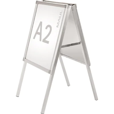 MAUL Kundenstopper MAULpublic 45 x 105 x 67,3 cm (B x H x T) DIN A2 Aluminium, eloxiert silber