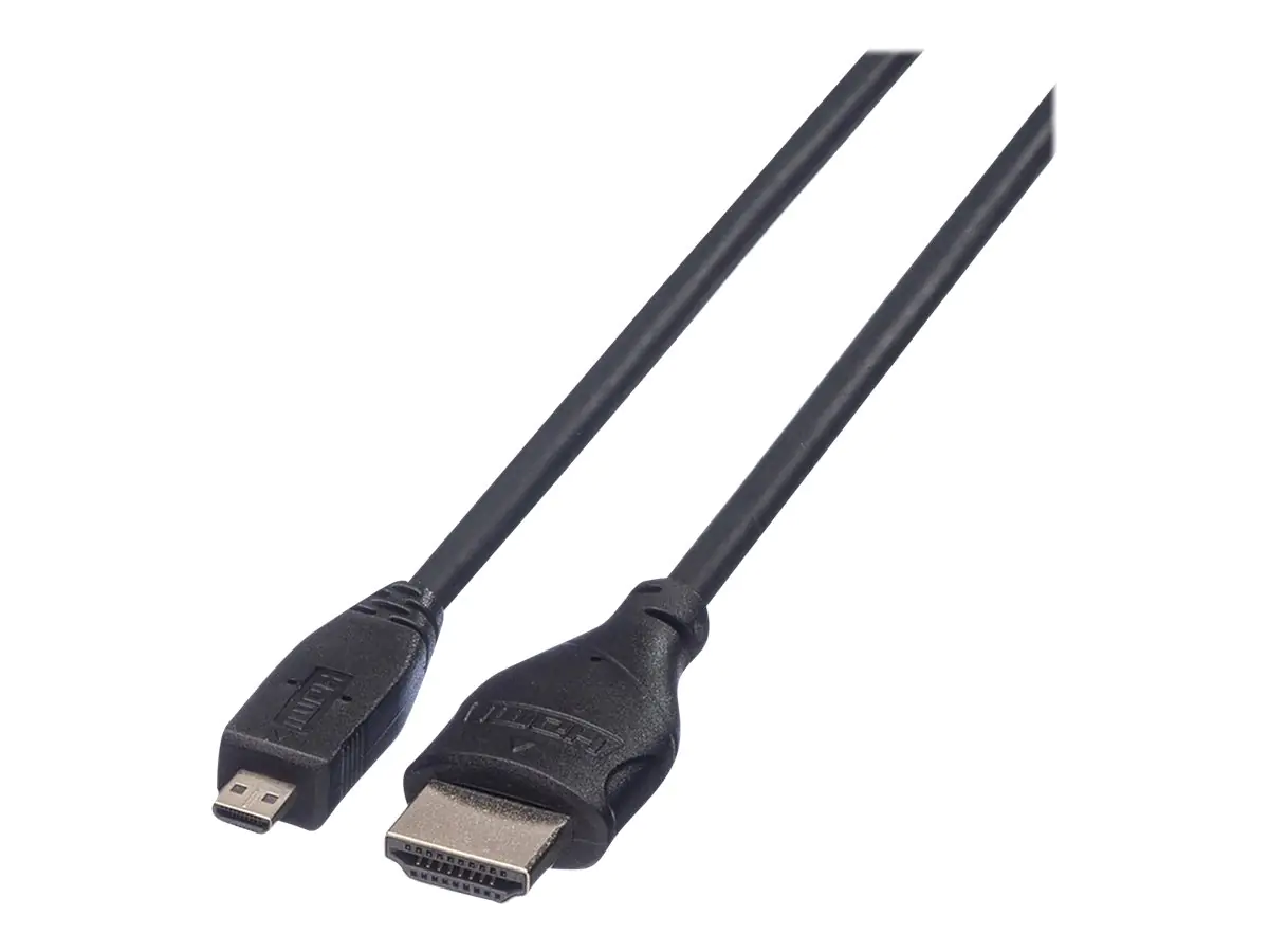 Roline Green - Highspeed - HDMI-Kabel mit Ethernet - HDMI männlich zu 19 pin micro HDMI Type D männlich - 2 m - abgeschirmt - Schwarz - unterstützt 4K 30 Hz (3840 x 2160)