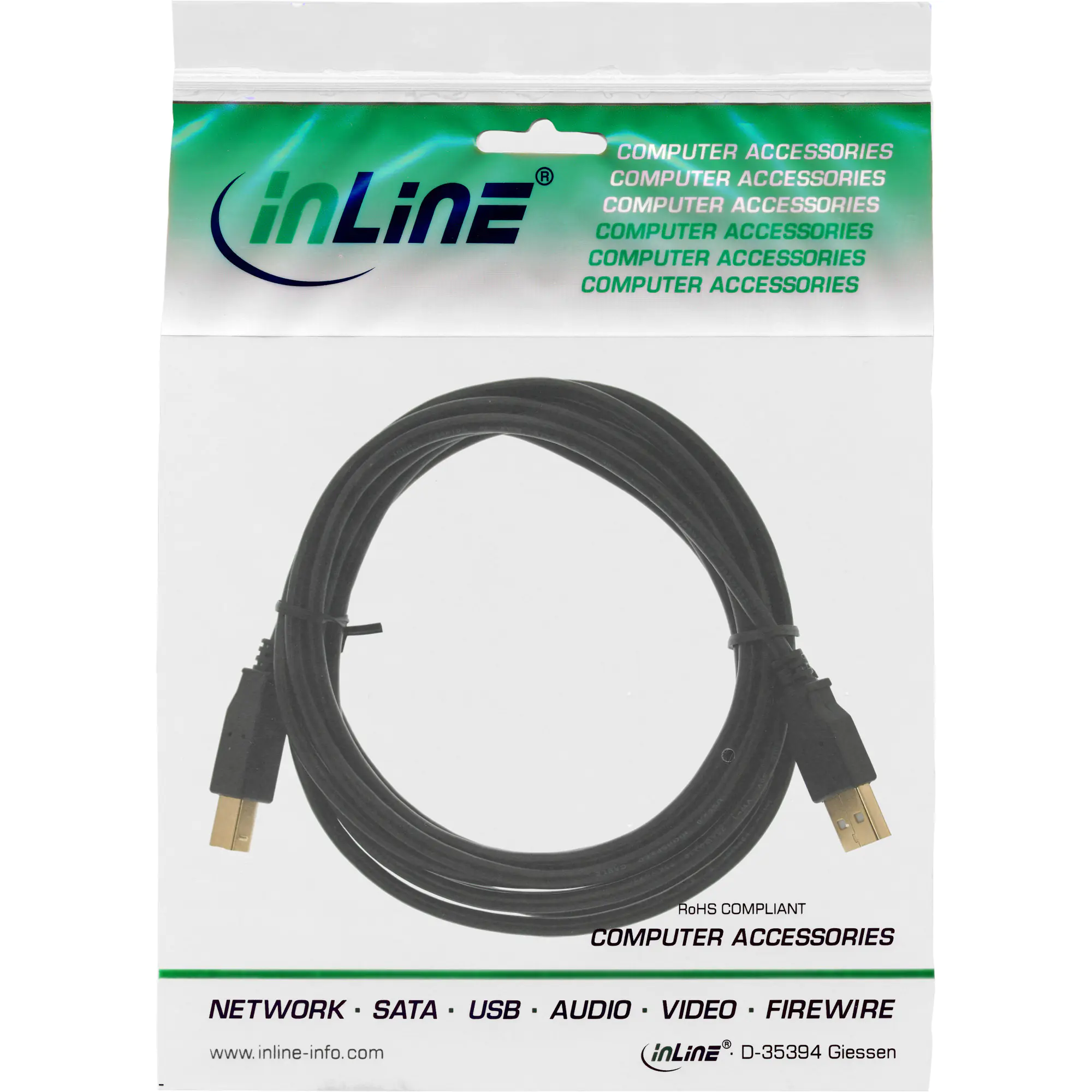 InLine - USB-Kabel - USB (M) zu USB Typ B (M) - 3 m - Schwarz