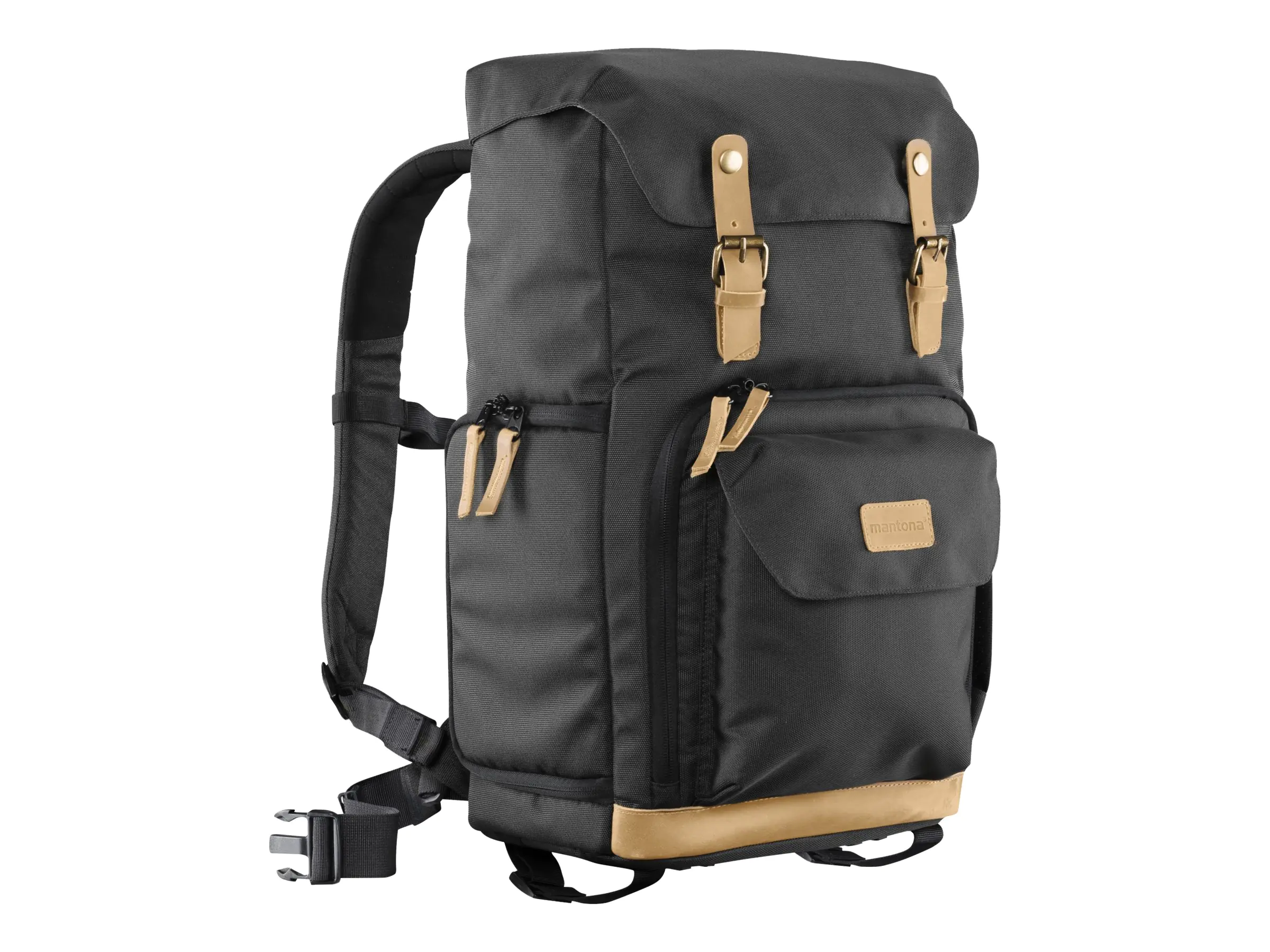 mantona Luis - Rucksack für Kamera - Nylon, Leder - Schwarz - 14"