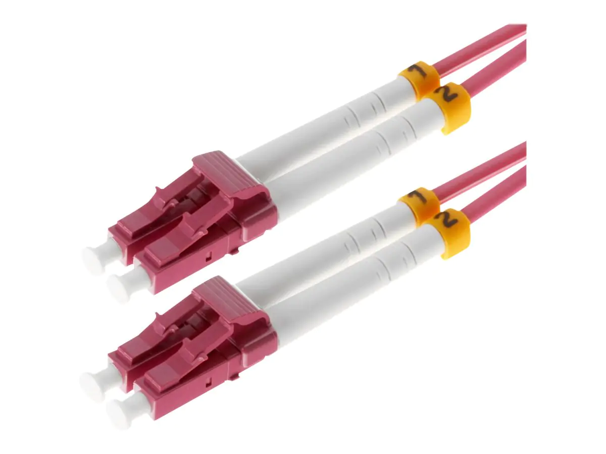 Helos - Patch-Kabel - LC Multi-Mode (M) zu LC Multi-Mode (M) - 1.5 m - Glasfaser - Duplex - 50/125 Mikrometer - OM4 - Erikaviolett