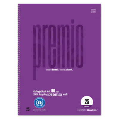 Staufen Collegeblock Premio DIN A4 liniert mit Rand 90g/m² violett 80 Bl. Staufen Collegeblock Premio DIN A4 liniert mit Rand 90g/m² violett 80 Bl.