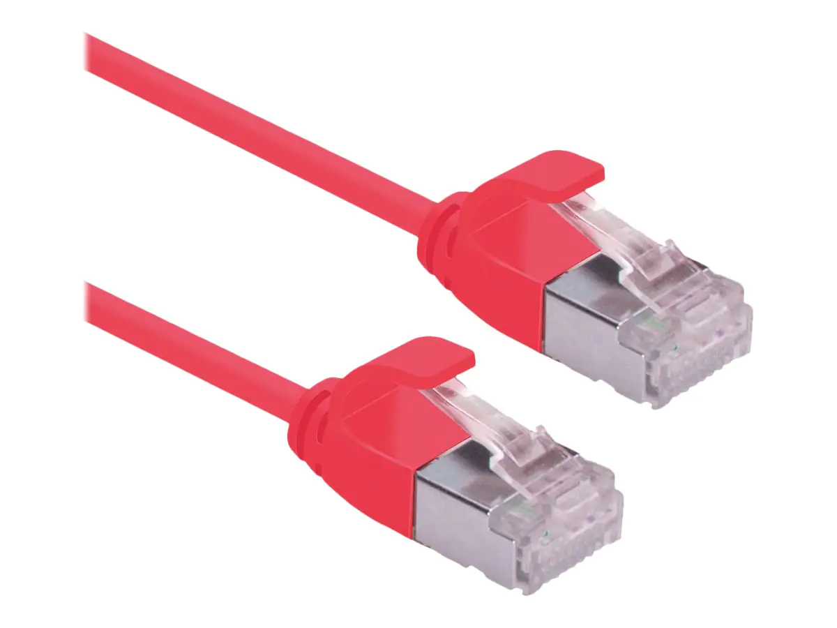 Roline Green - Patch-Kabel - RJ-45 (M) zu RJ-45 (M) - 50 cm - 3.6 mm - U/FTP - CAT 6a - halogenfrei, geformt, ohne Haken, verseilt, 10 Gigabit Ethernet - Rot, Pantone 199C