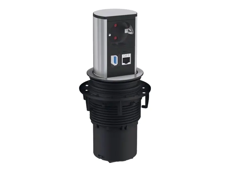 Bachmann ELEVATOR - Steckdosenauslass - Typ F, RJ 45, USB - 1 Steckdose, 1 USB-Anschluss, 1 Netzwerkdose - Schwarz, Mattes Chrom Bachmann ELEVATOR - Steckdosenauslass - Typ F, RJ 45, USB - 1 Steckdose, 1 USB-Anschluss, 1 Netzwerkdose - Schwarz, Mattes Chrom