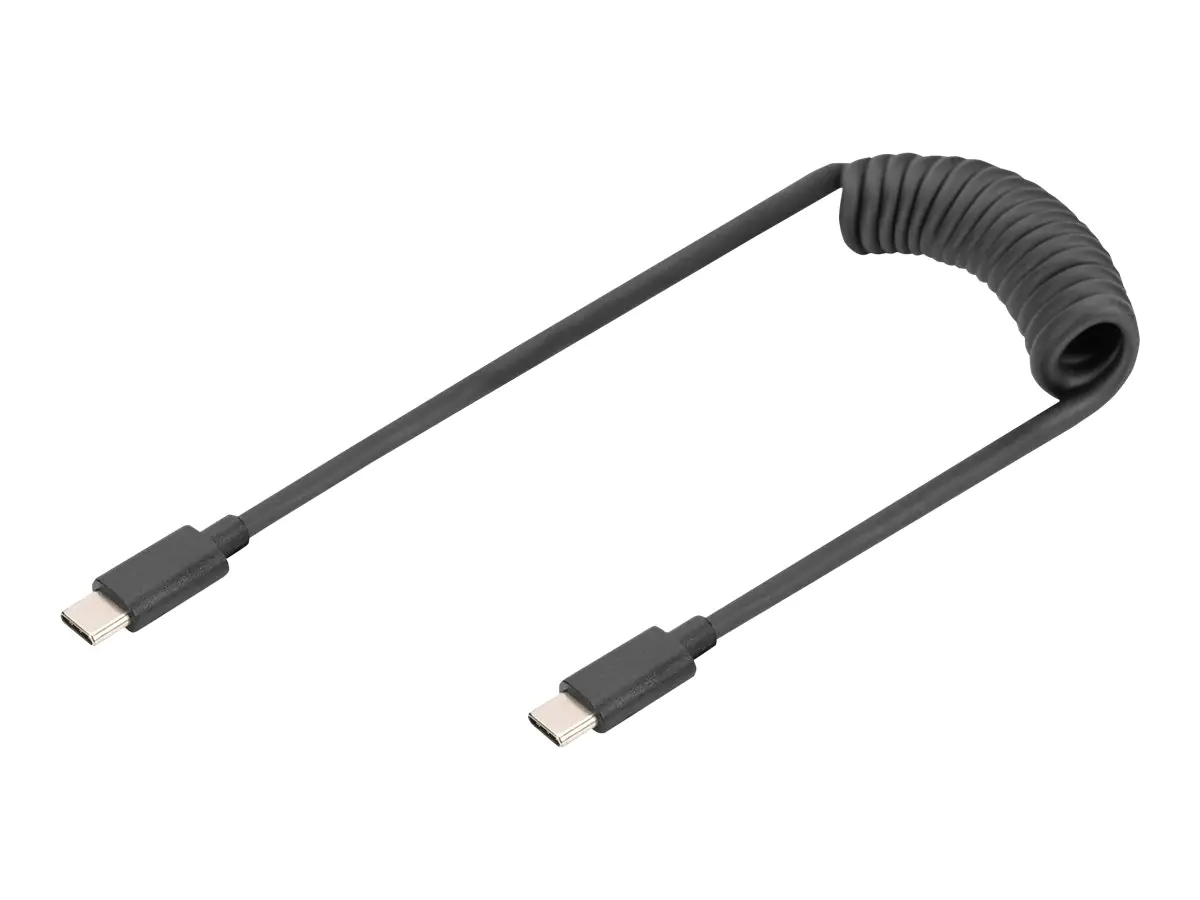 Digitus - USB-Kabel - 24 pin USB-C (M) zu 24 pin USB-C (M) - USB 2.0 - 20 V - 3 A - 1 m - USB Power Delivery (60W), Spirale - Schwarz Digitus - USB-Kabel - 24 pin USB-C (M) zu 24 pin USB-C (M) - USB 2.0 - 20 V - 3 A - 1 m - USB Power Delivery (60W), Spirale - Schwarz