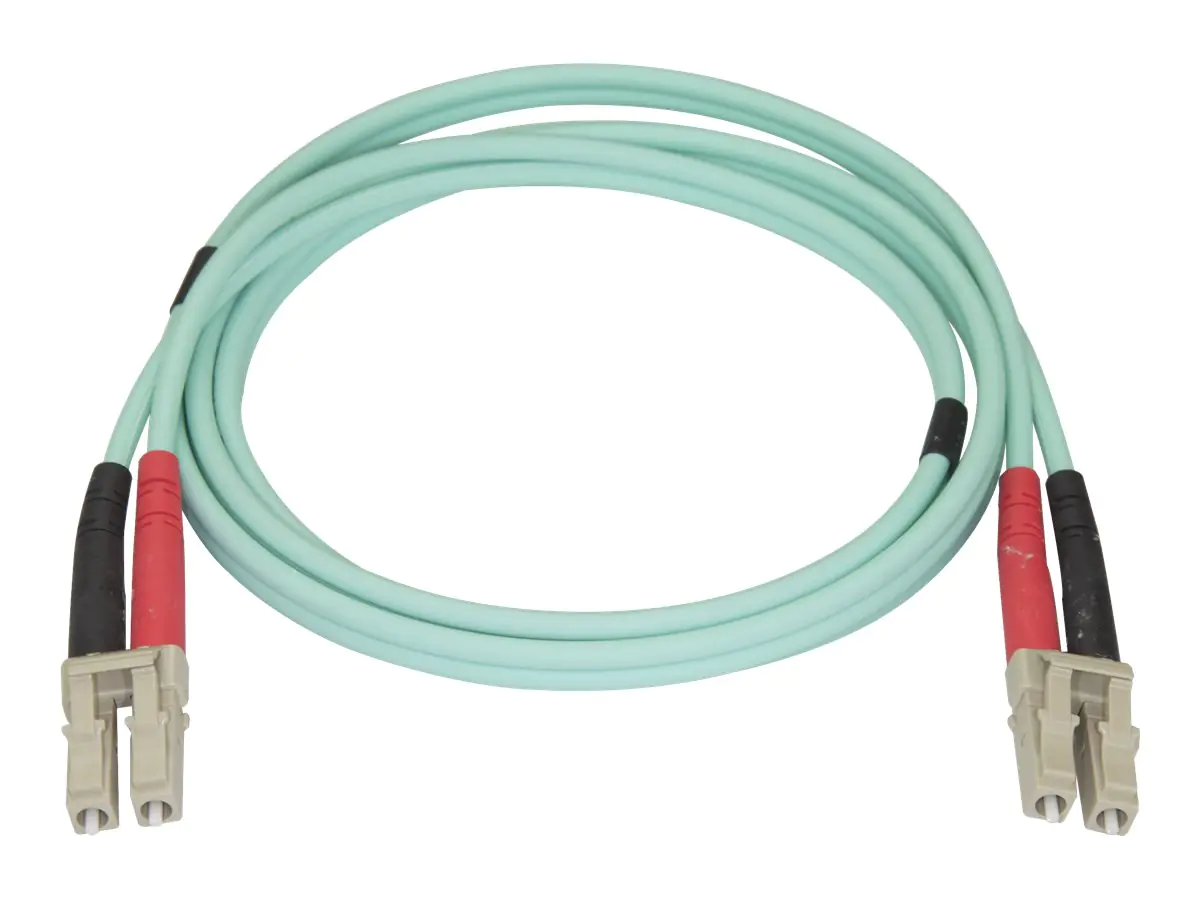 StarTech Aqua OM4 Duplex Multimode Fiber - 1m / 3 ft - 100 Gb - 50/125 - OM4 Fiber - LC to LC Fiber Patch Cable (450FBLCLC1) - Netzwerkkabel - LC Multi-Mode (M) bis LC Multi-Mode (M) - 1 m - Glasfaser - Duplex - 50/125 Mikrometer - OM4 - Aquamarin
