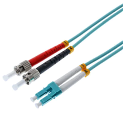 Helos - Patch-Kabel - ST multi-mode (M) zu LC Multi-Mode (M) - 3 m - Glasfaser - Duplex - 50/125 Mikrometer - OM3 - Aquamarin